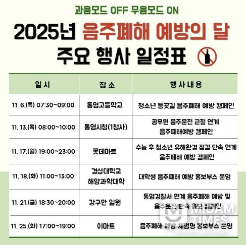 통영시, 과음모드 OFF! 무음(無飮)모드 ON! 2(일정표)
