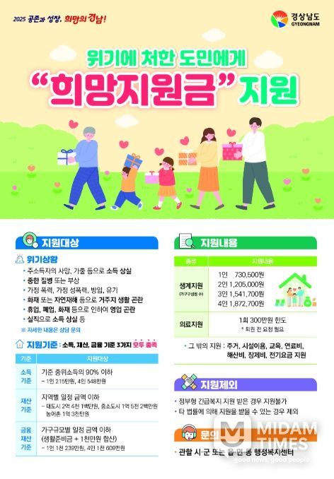 '희망지원금' 지원 안내 포스터