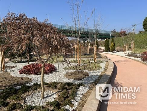 최근 불로동 1107-1번지 불로천 둔치에 생활밀착형 숲(실외정원) 조성사업을 완료했다.