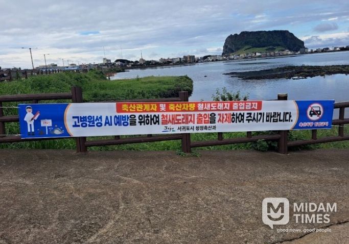 '고병원성 조류인플루엔자 차단방역' 안내 현수막