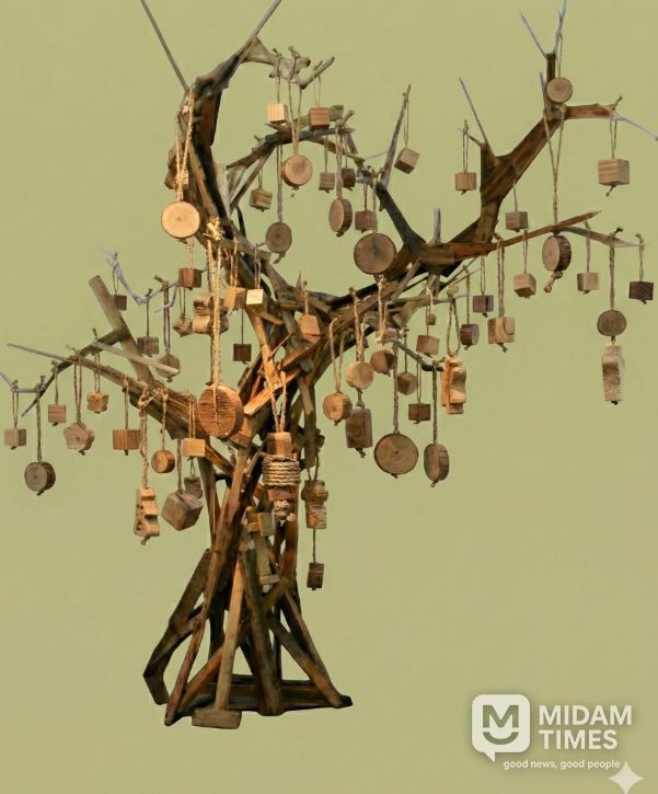 폐목재 재활용, 회화·조형물 등 예술작품 선봬