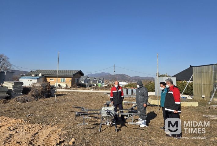 김진석 부시장, AI발생농장 드론방제 현장 방문