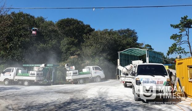 나주시가 아프리카돼지열병 추가 확산 방지를 위해 집중 소독을 실시하고 있다.