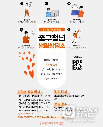 대구 중구청년지원센터, ‘중구 청년 생활 상담소’ 운영…분야별 맞춤 상담 제공